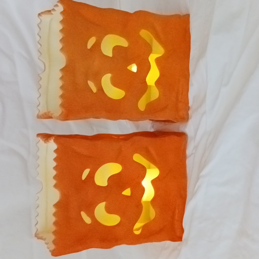 HALLOWEEN DECOR - Set of 2, Ceramic Jack-o-Lantern luminaria-style Candleholder